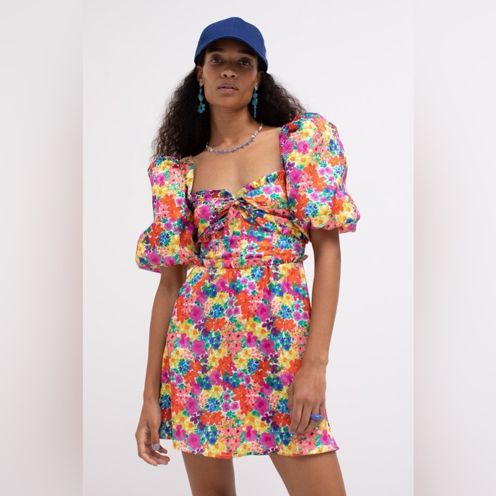 For Love & Lemons Merrill Puff Sleeve Mini Dress